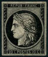 ** N°3a 20c Noir S/blanc - TB - 1849-1850 Ceres