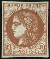 ** N°40B 2c Brun-rouge R2 - TB - 1870 Bordeaux Printing