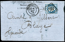 Lettre N°60B 25c Bleu, Type II, Inscriptions Au Verso Sur LAC à Entête Claude Lafontaine 06/7/74 - TB - 1871-1875 Ceres