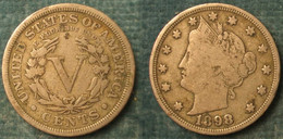 M_p> Stati Uniti 5 ( FIVE ) Cents 1898 - 1883-1913: Liberty