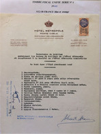 FISCAUX DE MONACO SERIE UNIFIEE  N°12 50 C Orange Sur Document HOTEL METROPOLE Du 12 Juillet 1960 - Fiscale Zegels