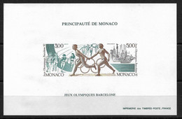 Monaco Bloc Spécial Gommé N°16a**non Dentelé, Timbre N°1771/1773 Jeux Olympiques De Barcelone Cote 250€. - Variétés