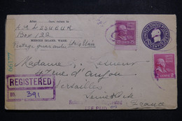 ETATS UNIS - Entier Postal + Compléments En Recommandé De Mercer Island Pour La France En 1945 Avec Contrôle - L 97368 - 1941-60