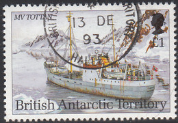 British Antarctic Territory 1993 Used Sc #211 1pd MV Tottan Research Ships - Usati