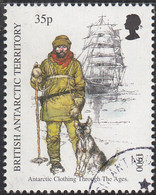 British Antarctic Territory 1998 Used Sc #260 35p Man With Dog, Ship Antarctic Clothing - Used Stamps