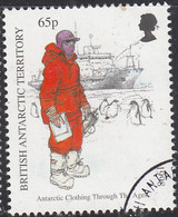 British Antarctic Territory 1998 Used Sc #262 65p Man With Penguins, Ship Antarctic Clothing - Used Stamps