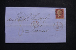 ROYAUME UNI - Lettre Pour Paris En 1860, Affranchissement Victoria - L 97384 - Brieven En Documenten
