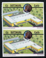 Botswana 1981 Vaccine Institute 45t Cattle Industry  Imperf Pair (also Shows Slight Misplacement Of Colours) - Botswana (1966-...)