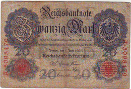 ALLEMAGNE - Germany - Reichsbanknote - 20 Marks 8 JUIN 1907 - RARE - TTB - 20 Mark