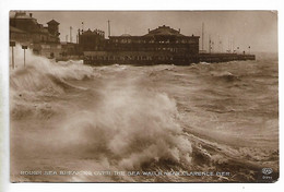 Real Photo Postcard, Portsmouth, Clarence Pier, Rough Sea, Buildings, Seafront. - Portsmouth