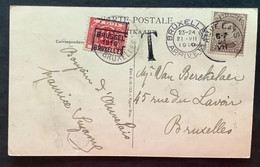 TX 10 C. BRUXELLES 1919 BRUSSEL Op Postkaart Auvelais - Brussel - Covers