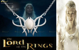 II SIGNORE DEGLI ANELLI COLLANA FATA  REGINA GALADRIEL THE LORD OF THE RING ARGENTATO COSPLAY - Collane/Catenine