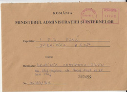 AMOUNT 2.40, CLUJ NAPOCA, RED MACHINE STAMPS ON MINISTRY OF INTERIOR HEADER COVER, 2012, ROMANIA - Covers & Documents