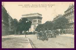 PARIS - Avenue Du Bois De Boulogne Et L'Arc De Triomphe De L'Etoile - Animée - Calèche - Edit. E. MALCUIT - Arrondissement: 16