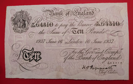 Great Britain 10 £ Pounds 16/06/1937 Peppiatt - Bernhard Operation Germany - Top Conditions! - 10 Pounds