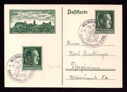 DR - Postkarte P272 - NÜRNBERG - Pforzheim - 10.9.1938 Mit SoSt. Reichsparteitag Der NSDAP - Entiers Postaux