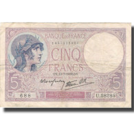 France, 5 Francs, Violet, 1939, 1939-07-13, TB+, Fayette:4.1, KM:83 - 5 F 1917-1940 ''Violet''