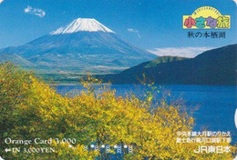 Carte Orange JAPON - Paysage - MONT FUJ & Lac - Landscape Mountain & Lake - JAPAN Prepaid JR Card  - 374 - Montagne