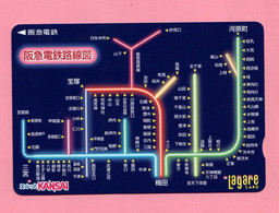 GIAPPONE Ticket Biglietto Map - Kansai Railway Lagare Card 1.000 ¥ - Usato - Mondo