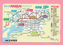 GIAPPONE Ticket Biglietto Map - Kansai Railway  Card 1.000 ¥ - Usato - Wereld