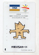 JAPON TELECARTE SPORT JEUX OLYMPIQUES BARCELONE 1992 MASCOTTE COBI VISA - Olympische Spelen