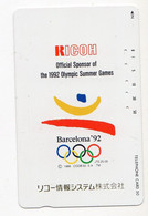 JAPON TELECARTE SPORT JEUX OLYMPIQUES BARCELONE 1992  RICOH - Jeux Olympiques