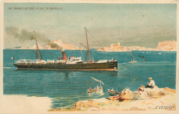 CPA ILLUSTRATEUR LESSIEUX / UN TRANSATLANTIQUE EN VUE DE MARSEILLE - Lessieux