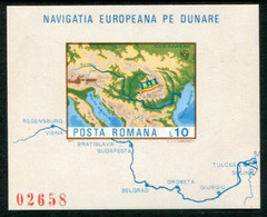 ROMANIA 1977 Danube Commission Imperforate Block MNH / **.  Michel Block 147 - Ongebruikt