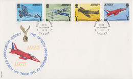 Enveloppe  FDC  1er   Jour   JERSEY   50éme  Anniversaire   Association  Des   Forces  Aériennes  Royales    1975 - Jersey