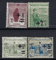FRANCE 1922: De La Série 2 Au Profit Des "Orphelins De La Guerre", Lot De Neufs*, Centrages Standard - Nuovi