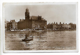 Real Photo Postcard, Great Yarmouth, Pleasure Boat Steamer, Town Hall, River, Buildings, People. - Great Yarmouth