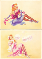 Fantaisie: Pin-up - Lot De 2 Cartes New York Cards MRC Solly - Illustration (Huile) De A. Laurent - Joyeux Anniversaire - Pin-Ups