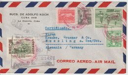 Cuba 1957 Lettre Recommandée Par Avion Pour L'Allemagne - Cartas & Documentos