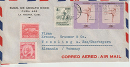 Cuba 1957 Lettre Par Avion Pour L'Allemagne - Storia Postale