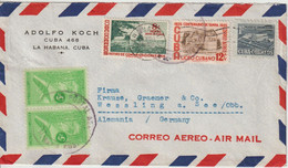 Cuba 1955 Lettre Par Avion Pour L'Allemagne - Storia Postale