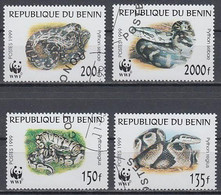 Python WWF Snake Snakes Benin 4 Stamps 1999 - Used Stamps