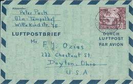 Deutsche Post, Entier Postal, Luftpostbrief, Luftpost Aus Berlin 60 Ct, Berlin - Dayton USA (10.4.1953) - Private Covers - Used