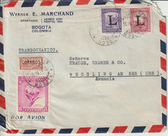 Colombie 1952 Lettre Par Avion Pour L'Allemagne - Colombie