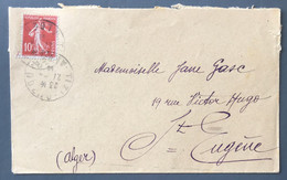 France N°138 Sur Enveloppe TAD TIZI-OUZOU 27.4.1914 Pour ST Eugène, Alger - (B3248) - 1877-1920: Période Semi Moderne