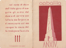 Tessera - Op.Balilla Anno XIV - Membership Cards