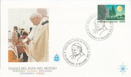 VATICAN 1990 VOYAGE PAPE JEAN PAUL II NORVEGE ISLANDE FINLANDE DANEMARK ET SUEDE - Macchine Per Obliterare (EMA)