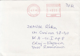 95739- RAKOSSZENTMIHALY, AMOUNT 38 RED MACHINE STAMP ON COVER, 2002, HUNGARY - Cartas & Documentos