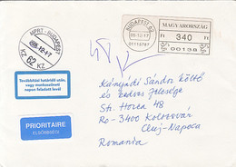 95749- BUDAPEST, AMOUNT 340 MACHINE PRINTED STICKER STAMP ON COVER, 2005, HUNGARY - Storia Postale