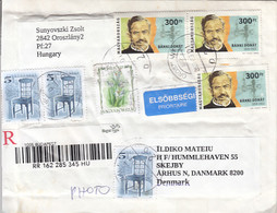 95758- CHAIR, FLOWER, BANKI DONAT STAMPS ON REGISTERED COVER, 2009, HUNGARY - Covers & Documents