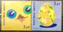FINLAND 2001 MNH STAMP ON EASTER CHICK EGG 2 DIFFERENT STAMPS - Unused Stamps