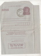 'Say No To Drugs Say Yes To Life', Health 75p Peocock Inland Letter Card, Postal Stationery, India FDC - Inland Letter Cards