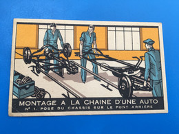 CHOCOLAT RÉVILLON-MYDIA-☛Chromos-Image Chromo-Montage A La Chaine D'une Automobile-N° 1 Fixation Pose Chassis - Revillon