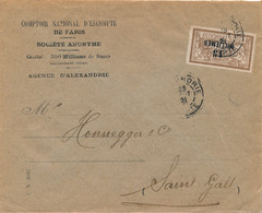 LETTRE COMPTOIR NATIONAL D'ESCOMPTE PARIS MERSON 15 MILLIEMES ALEXANDRIE EGYPTE COVER EGYPT - Briefe U. Dokumente