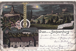 4466) GRUSS Von Der SACHSENBURG - LITHO - Kyffhäuser - GASTHOF Zu Den DREI SCHWÄNNEN - Alt !! Bahnpost - Kyffhaeuser