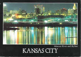 SKYLINE AT NIGHT, KANSAS CITY, MISSOURI, UNITED STATES. USED POSTCARD Fd5 - Kansas City – Missouri